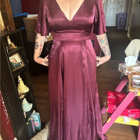 GALINA SIGNATURE a-line bridesmaids dress WINE COLOUR - Picture 4 of 4